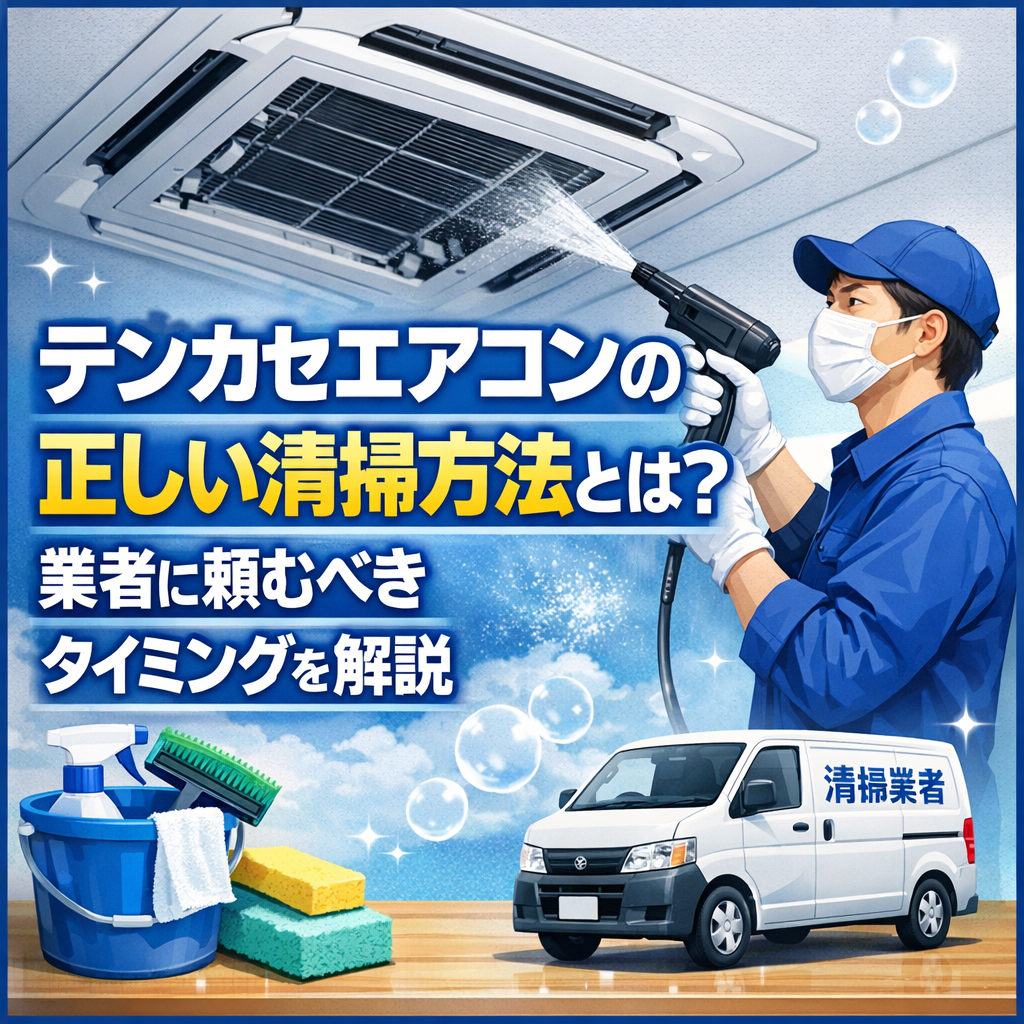 テンカセエアコンの正しい清掃方法とは?業者に頼むべきタイミングを解説